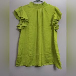 Alex & Lili Neon Capped Sleeve Blouse